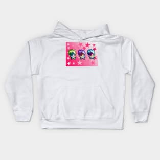 chibi dark elf sorcerers on a pink background Kids Hoodie